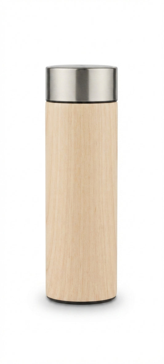 Wood-Finish Temperature Display Flask - Bamboo - Meru Trophy corporate gifting