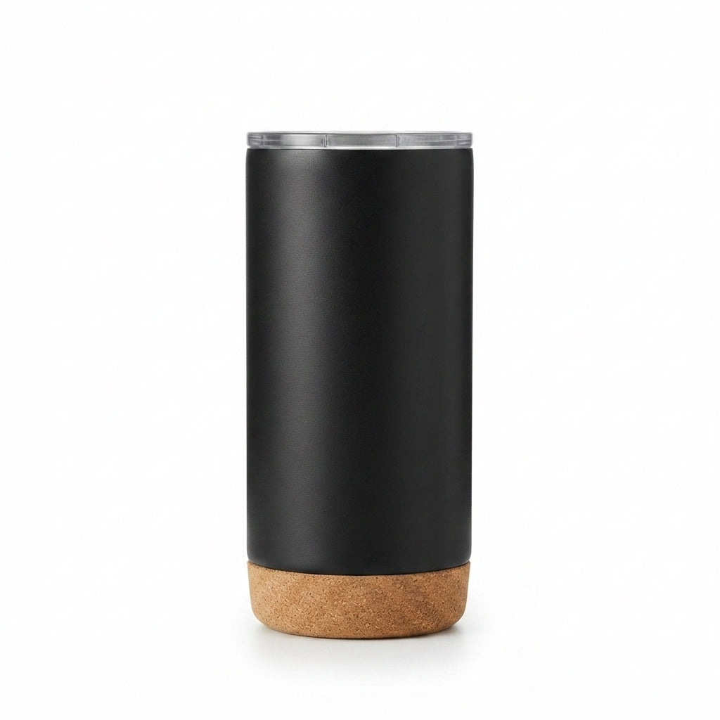 Cork Base Insulated Tumbler - Black - Meru Trophy corporate gifting