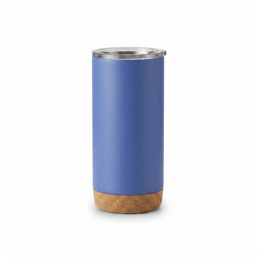 Cork Base Insulated Tumbler - Blue - Meru Trophy corporate gifting
