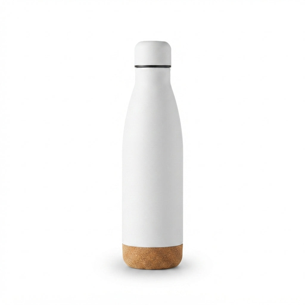 Cork Base Cola-Shaped Bottle - White - Meru Trophy corporate gifting