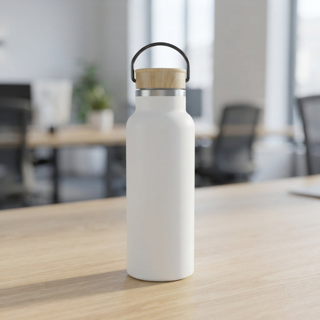 Wide-Mouth Bamboo Lid Bottle with Handle - lifestyle - Meru Trophy corporate gifting