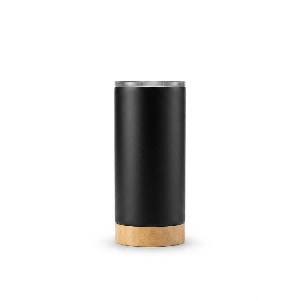 Bamboo Base Insulated Tumbler - Black - Meru Trophy corporate gifting