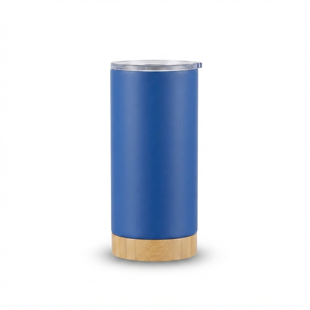 Bamboo Base Insulated Tumbler - Blue - Meru Trophy corporate gifting