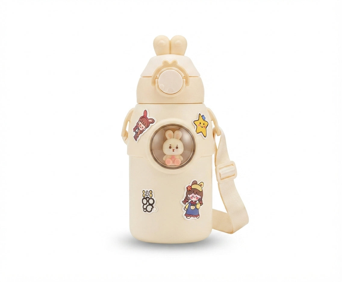 Rabbit Character Kids Flask with Stickers - Cream - Meru Trophy corporate gifting