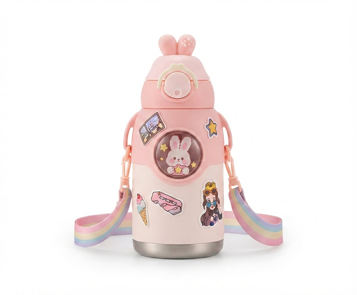 Rabbit Character Kids Flask with Stickers - Pink - Meru Trophy corporate gifting