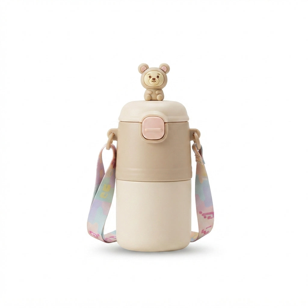 Bear Top Kids Flask with Strap - Cream - Meru Trophy corporate gifting
