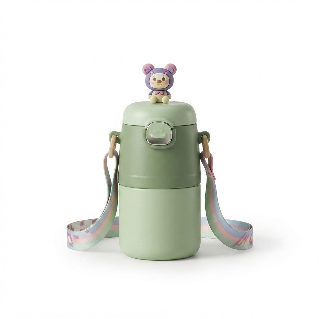 Bear Top Kids Flask with Strap - Green - Meru Trophy corporate gifting