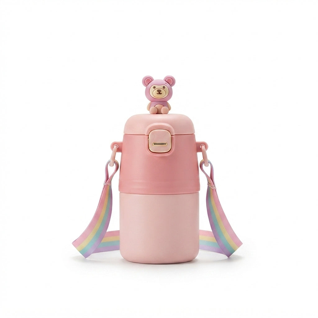 Bear Top Kids Flask with Strap - Pink - Meru Trophy corporate gifting
