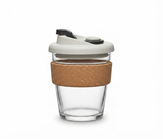 Glass Coffee Cup with Cork Band - Cork - Meru Trophy corporate gifting