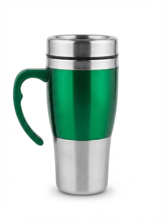 Steel Travel Mug with Handle - Green - Meru Trophy corporate gifting
