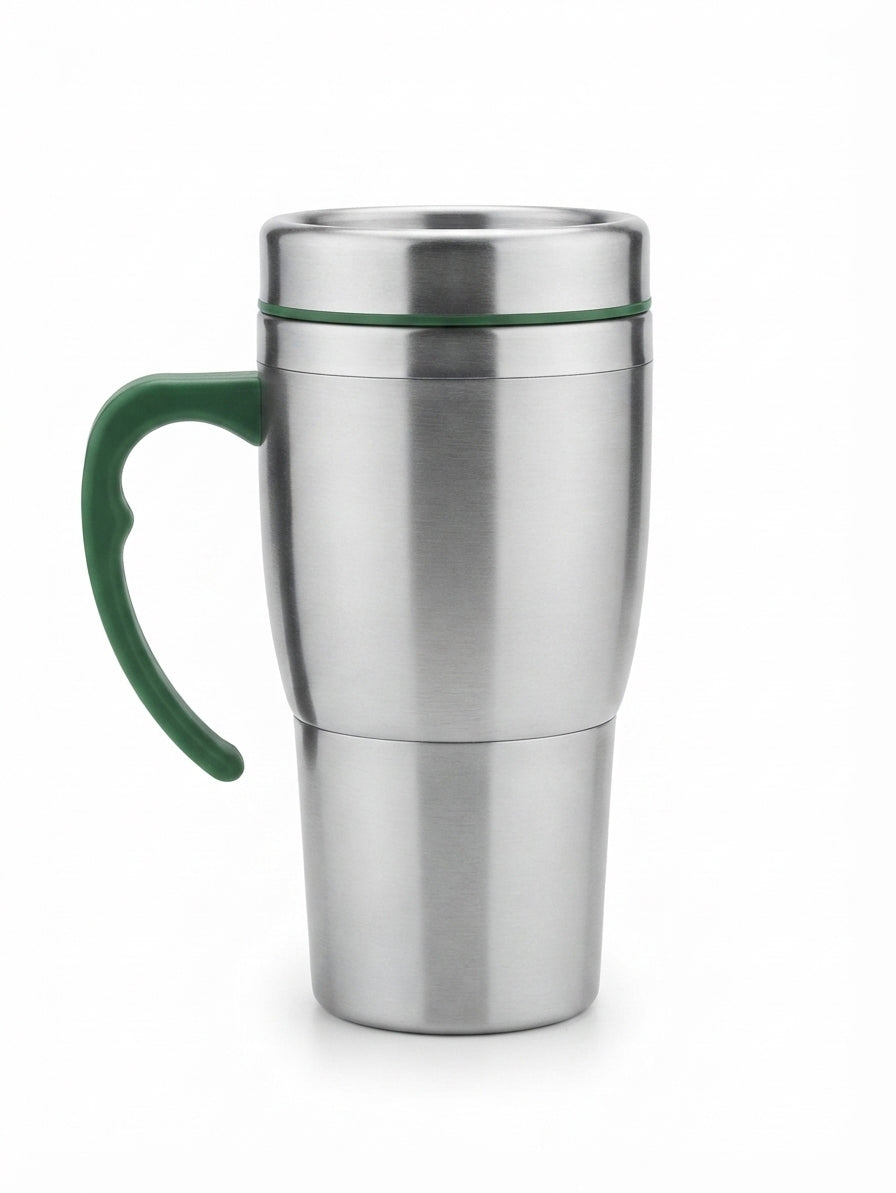 Steel Travel Mug with Handle - Steel - Meru Trophy corporate gifting