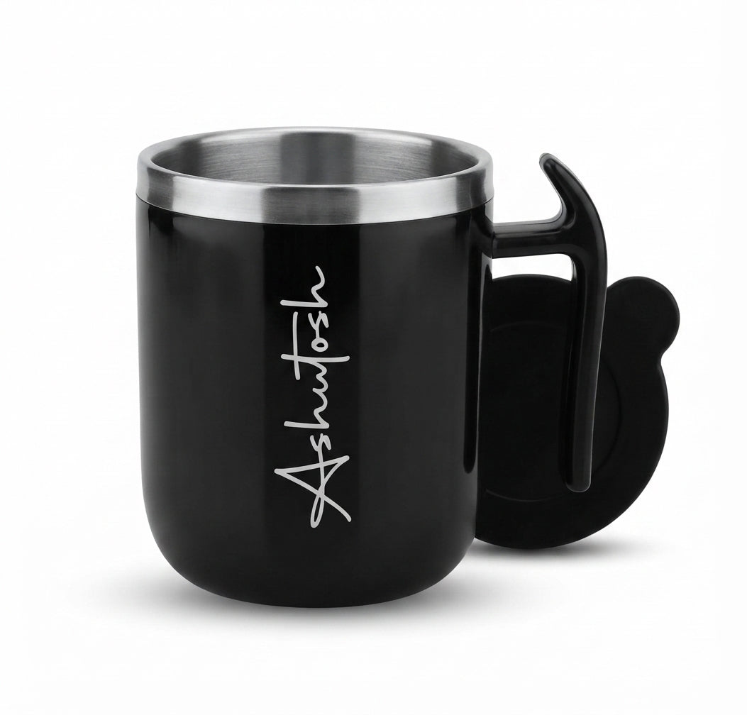 Coffee Mug with Lid and Handle - Black - Meru Trophy corporate gifting