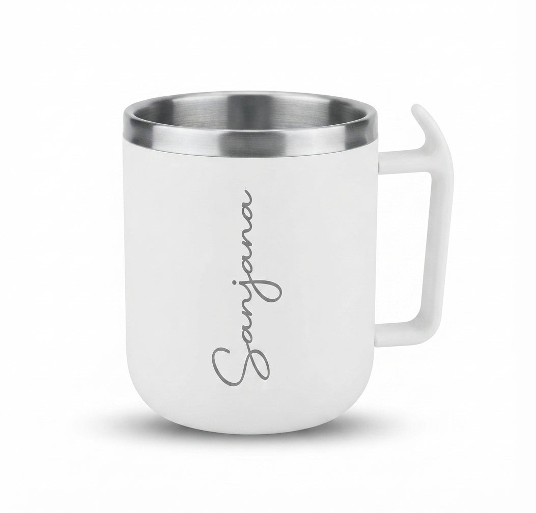 Coffee Mug with Lid and Handle - White - Meru Trophy corporate gifting