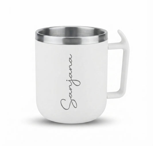 Coffee Mug with Lid and Handle - White - Meru Trophy corporate gifting