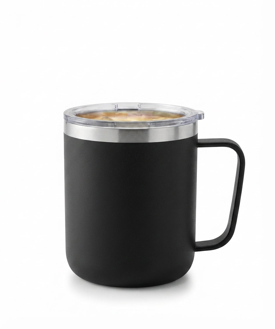 Coffee Mug with Lid - Black - Meru Trophy corporate gifting