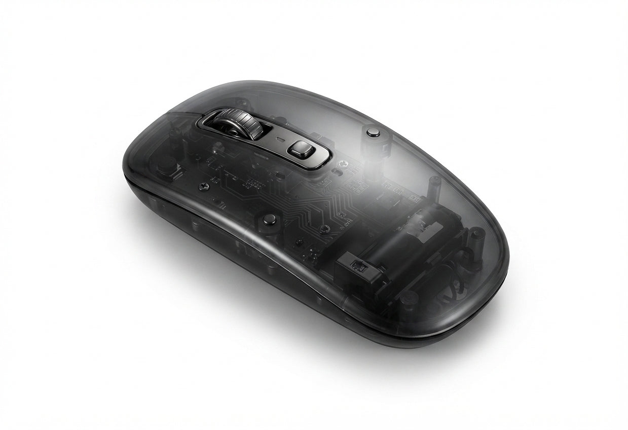 Transparent Wireless Bluetooth Mouse - Black - Meru Trophy corporate gifting