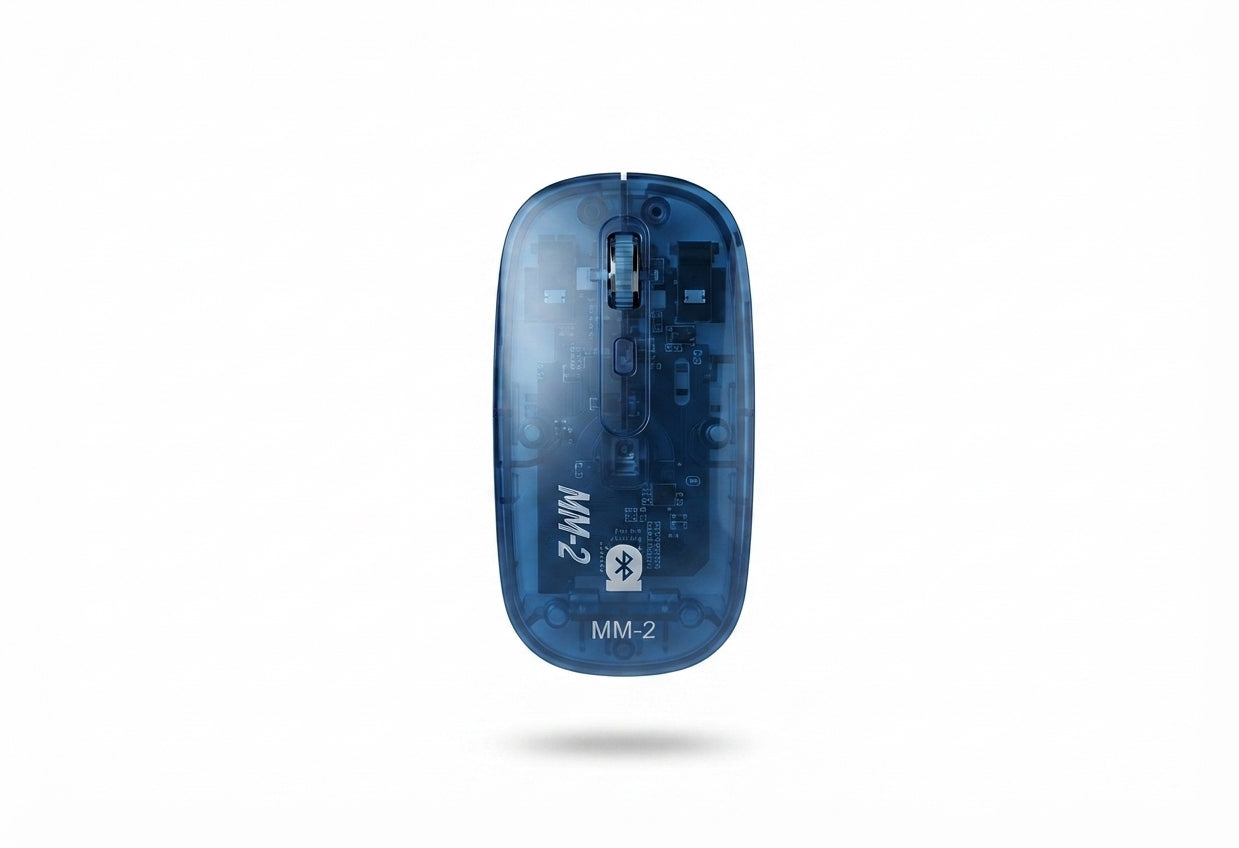 Transparent Wireless Bluetooth Mouse - Blue - Meru Trophy corporate gifting