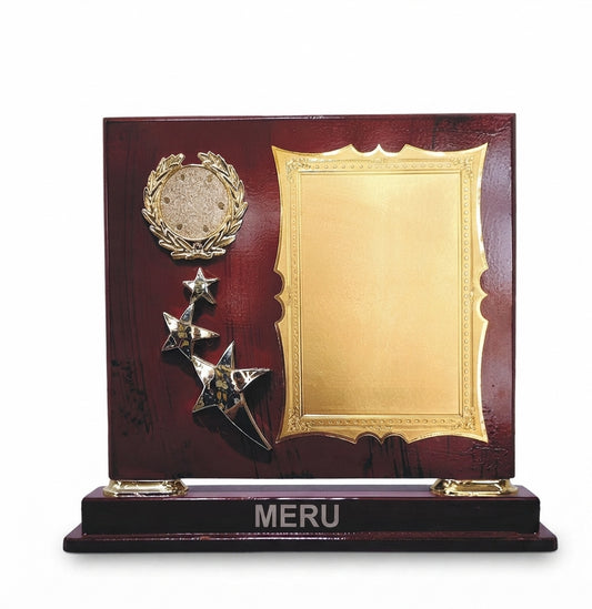 Custom Wooden Memento Gold Plate Award wooden award memento with gold plate 3180 - Meru Trophy