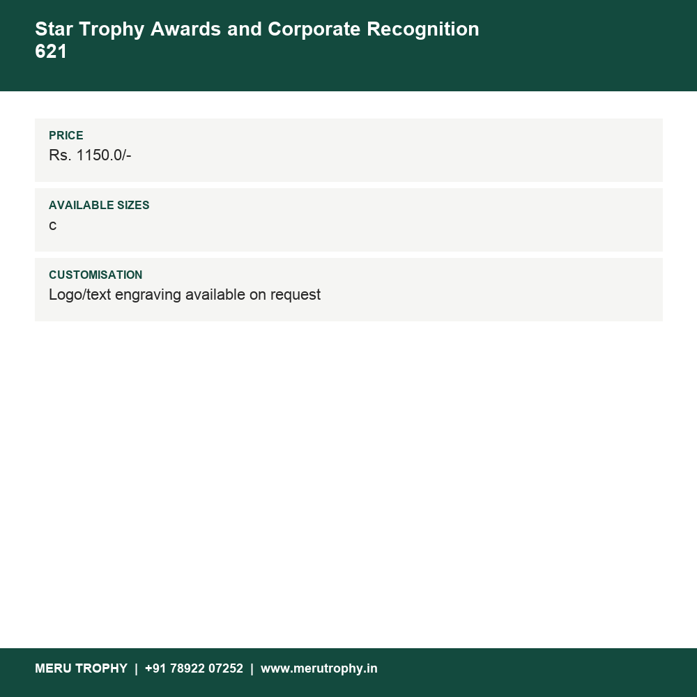 Star Trophy Awards and Corporate Recognition 621 details - Meru Trophy
