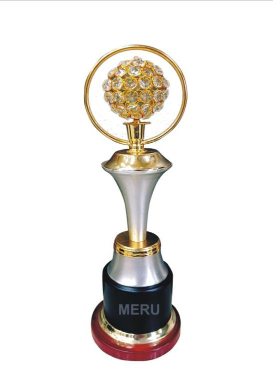 Premium Crystal Globe Trophy Award - Ideal for recognition awards and corporate trophies.