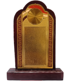 Elegant wooden memento trophy with golden accents; ideal for employee recognition.