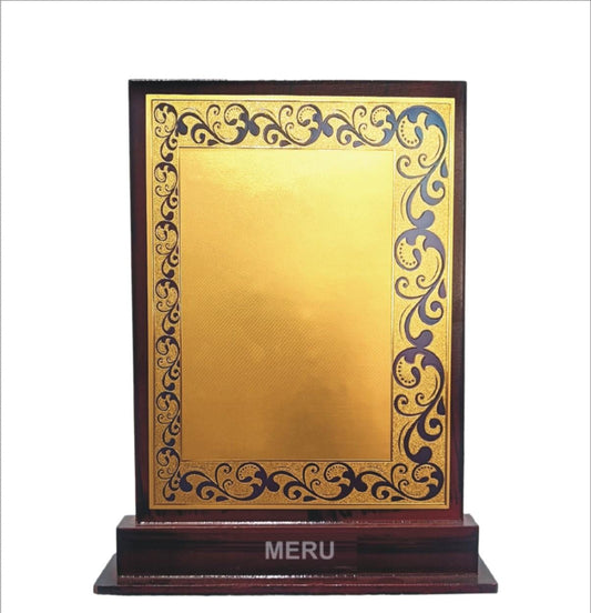 Elegant wooden trophy showcasing a custom engraved award design.