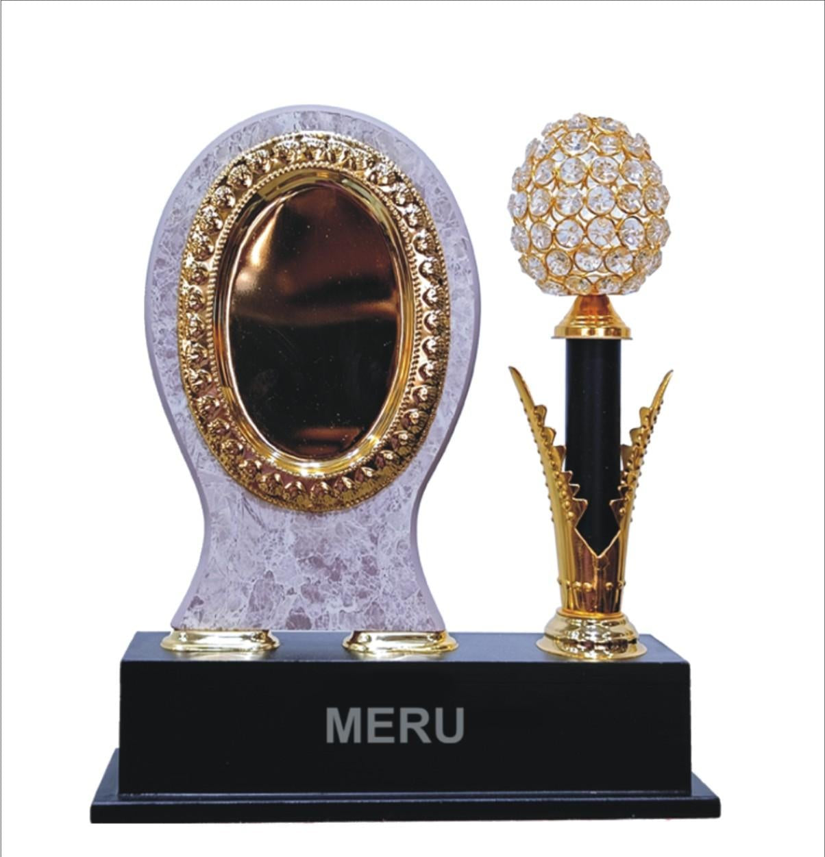 Wooden memento crystal award trophy