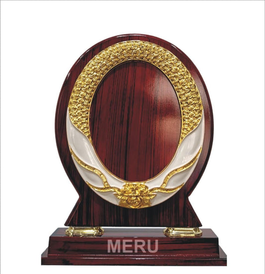 Elegant wooden memento trophy with gold accents; perfect for employee recognition.