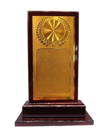 Elegant Wooden Memento - Gold Plaque Detail