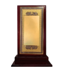 Elegant wooden trophy with gold plate; perfect for employee recognition awards.